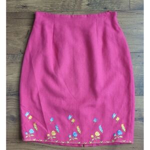 Amanda Smith Womens Sz 10 Floral Embroidered‎ Skirt